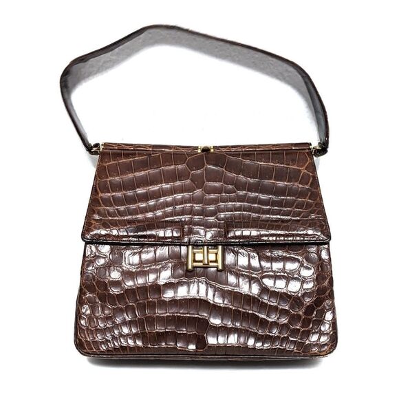 RENDL ORIGINAL 50's/60's Brown Alligator Handbag - Picture 1 of 10
